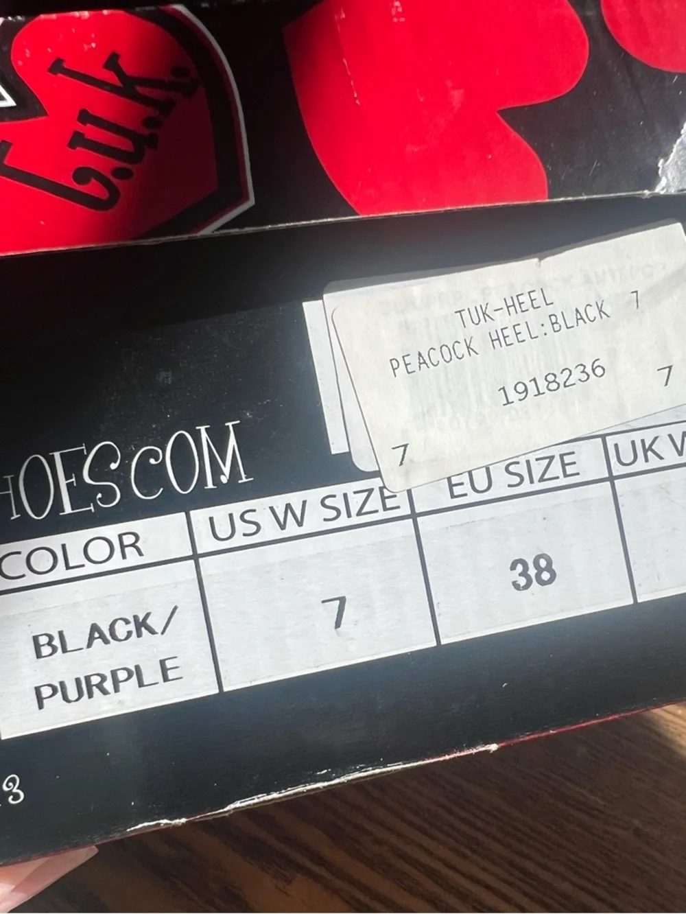 T.U.K. Peacock Heels Black Purple Sz 7 Rockabilly Pinup NIB - Picture 7 of 11